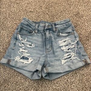 American Eagle Outfitters Light Blue Distressed Jean Shorts